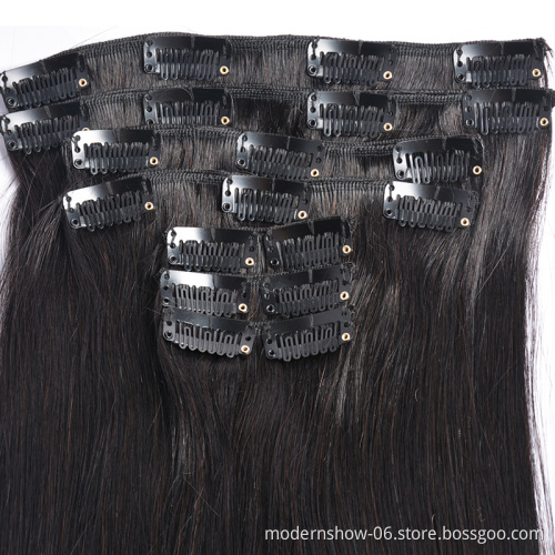 Wholesale price cheap brazilian human hair extension,  cuticle aglined clip in hair extension
